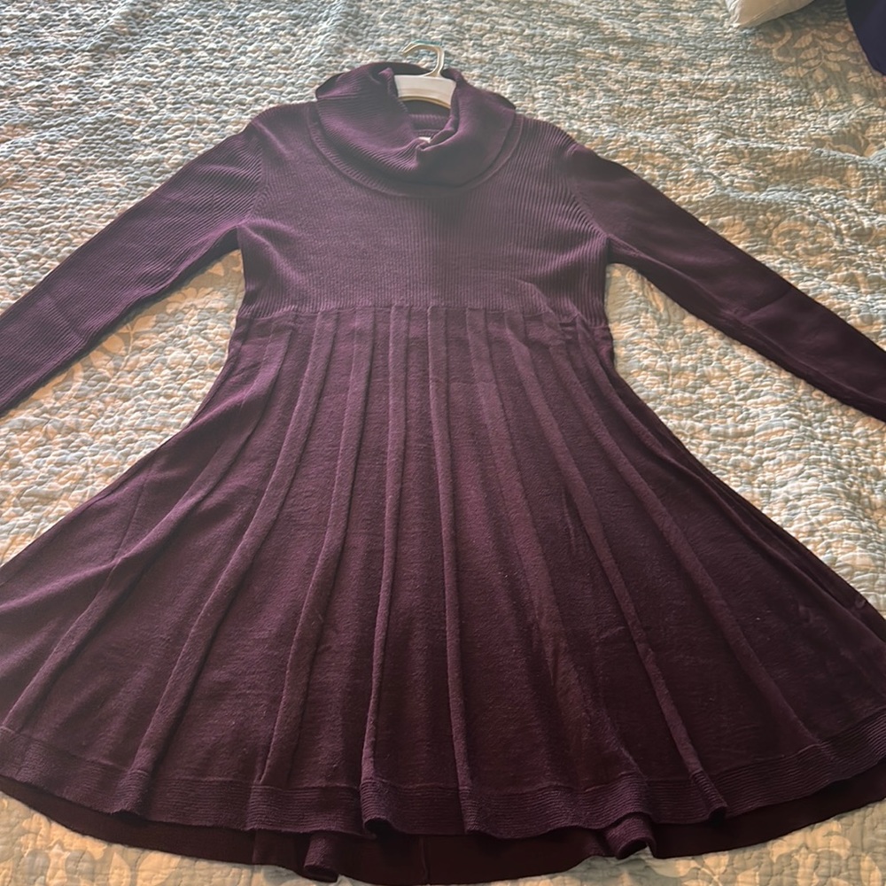 Purple Calvin Klein Cowl Neck Sweater Dress